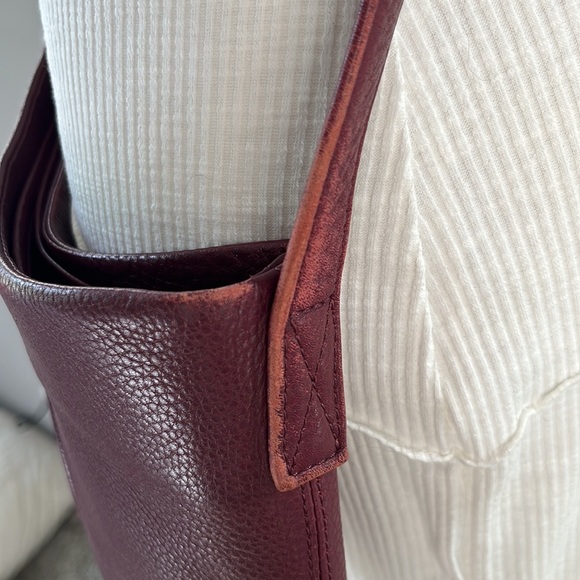 Gres Paris shoulder bag crossbody maroon burgundy pebbled leather - Picture 6 of 17